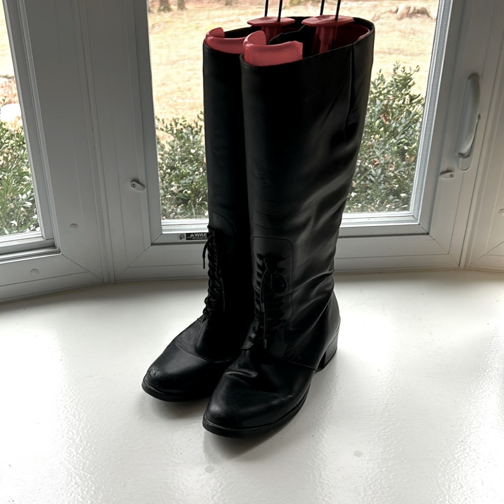 Black Knee High Leather Boots